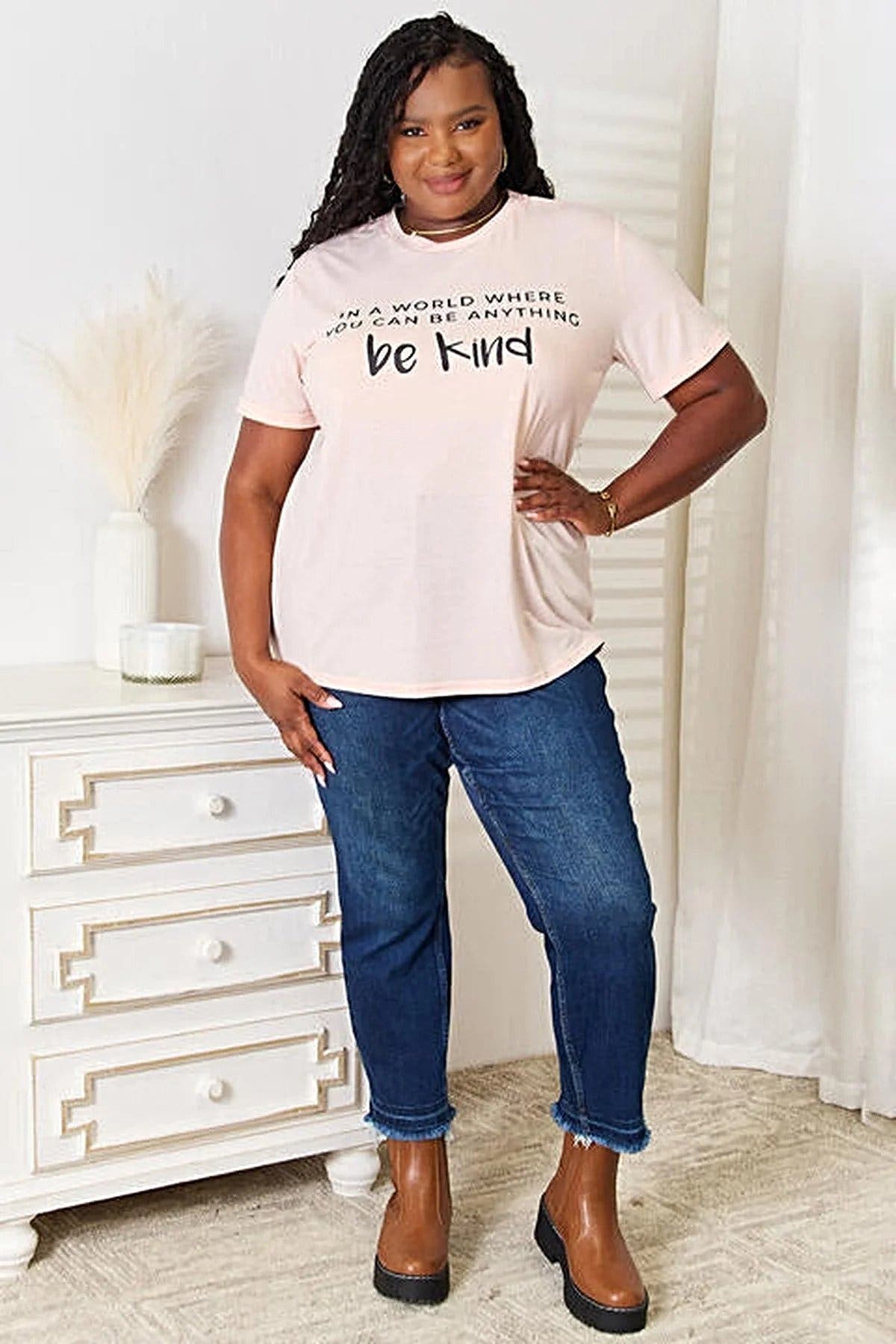 Simply Love Slogan Graphic Cuffed T-Shirt, Also in Plus sizes -