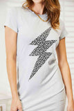 Double Take Leopard Lightning Graphic Tee Dress-Trendsi-SatinBoutique