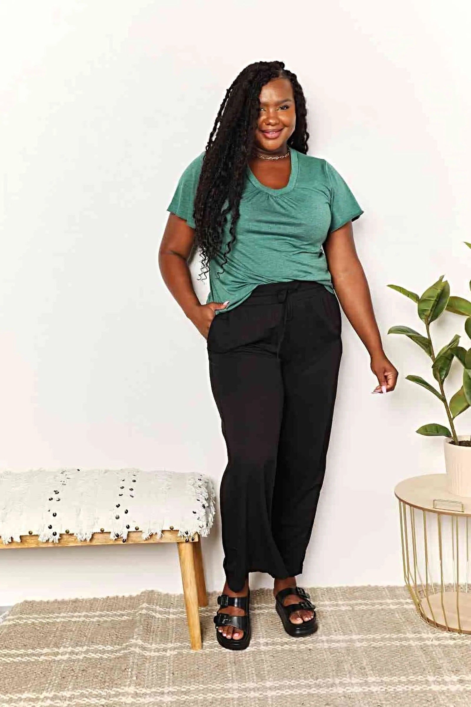Stylish Ruched V-Neck T-Shirt with Flutter Sleeves - Chic Everyday Essential Trendsi