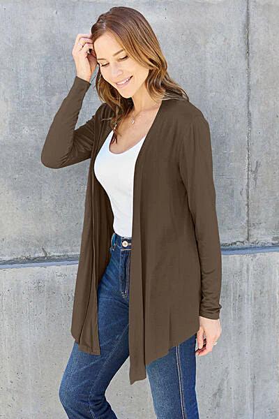 Luxury Open Front Cover Up - Basic Bae Long Sleeve Sheer Layering Essential Trendsi