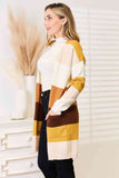 Woven Right Color Block Dropped Shoulder Cardigan-Trendsi-SatinBoutique