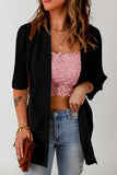 Ribbed Open Front Knit Cardigan Trendsi