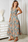 Double Take Floral V-Neck Tiered Sleeveless Dress-Trendsi-SatinBoutique