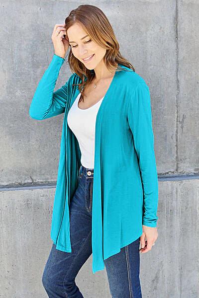 Luxury Open Front Cover Up - Basic Bae Long Sleeve Sheer Layering Essential Trendsi