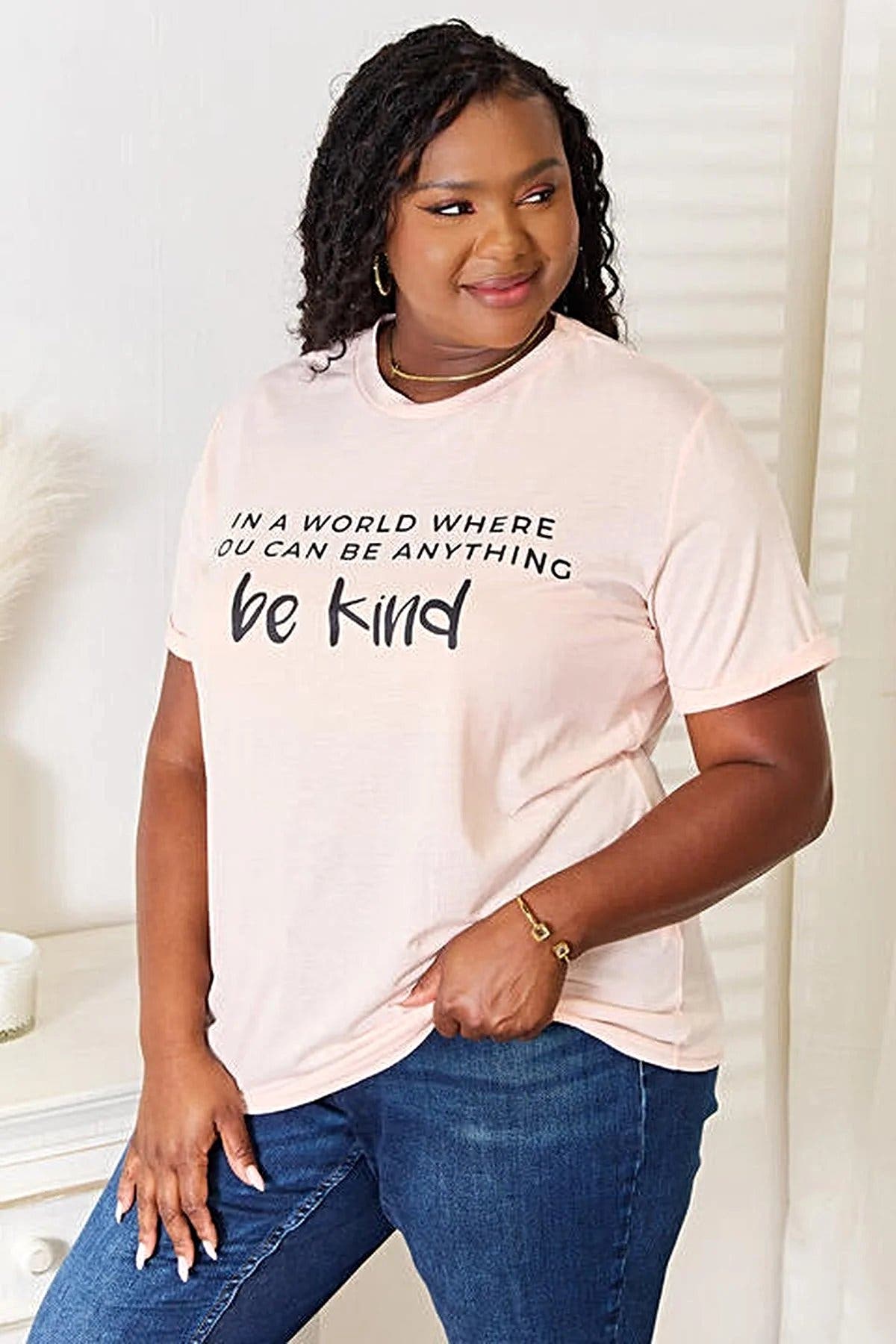 Simply Love Slogan Graphic Cuffed T-Shirt, Also in Plus sizes -