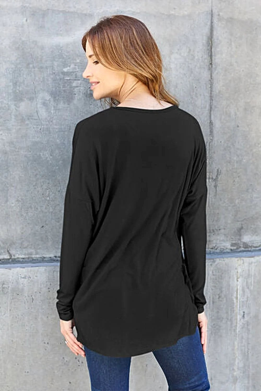 Basic Bae Dropped Shoulder Tee - Full Size Round Neck T-Shirt in Soft Rayon Blend Trendsi