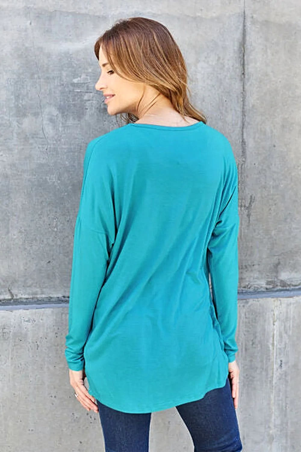 Basic Bae Dropped Shoulder Tee - Full Size Round Neck T-Shirt in Soft Rayon Blend Trendsi