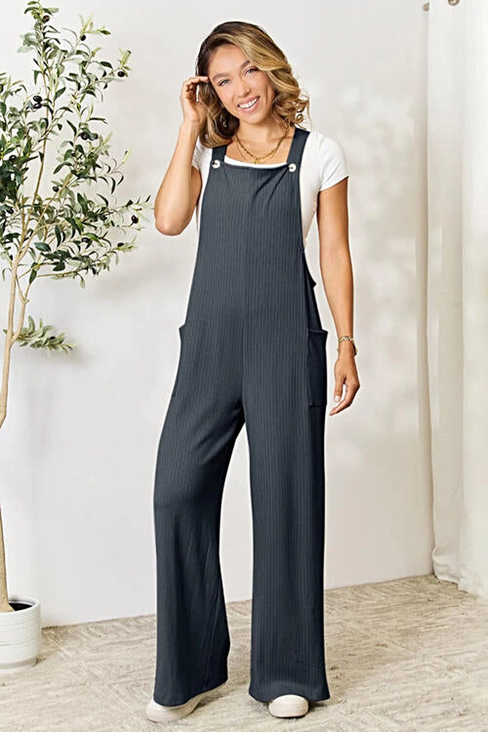 Luxury Double Take Full Size Overall With Pockets – Opaque Comfort Fit, Multi-Sizes Available Trendsi