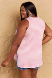 Doublju Talk To Me Full Size Striped Sleeveless V-Neck Top, Also in Plus sizes-Trendsi-SatinBoutique