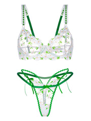 Sensual presentation of Daisy Lace Lingerie 2 Pc Bra Set with beautiful floral embroidery.