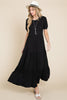 BOMBOM Short Sleeve Tiered Maxi Dress