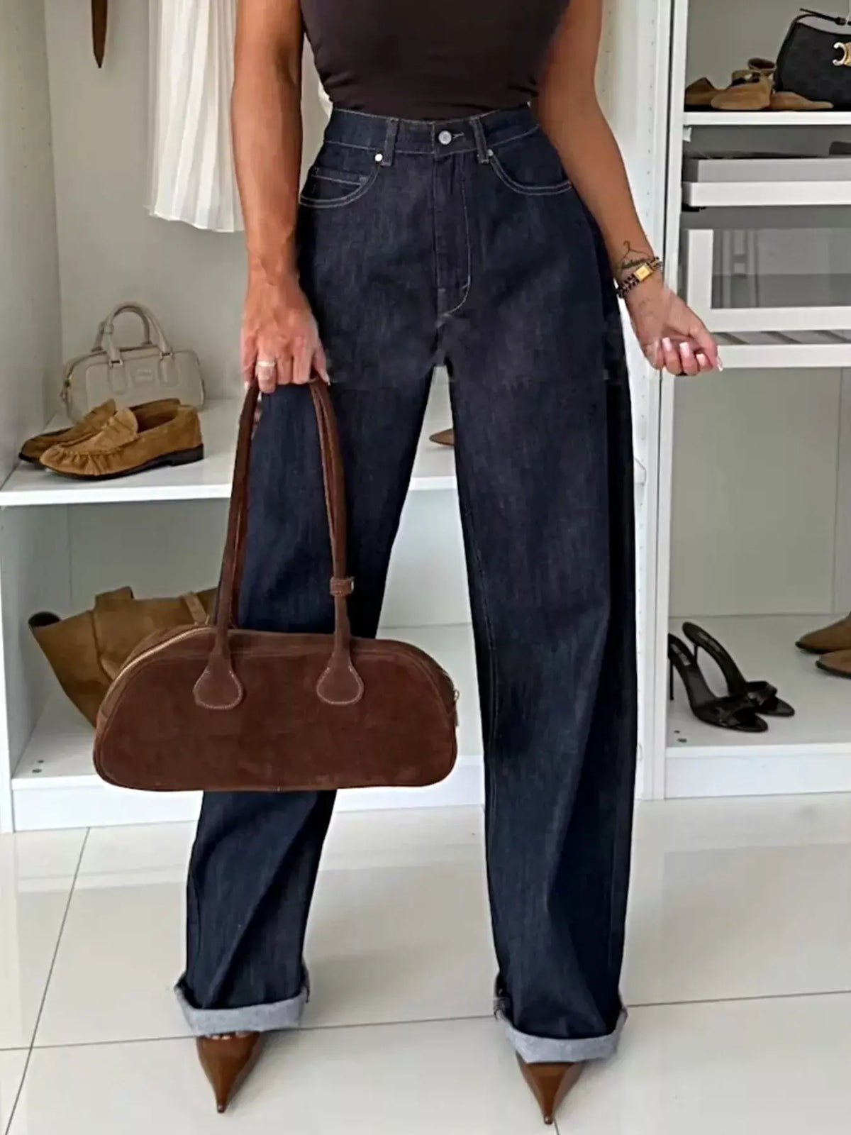 Single-Breasted Blazer and Jeans Denim Set -