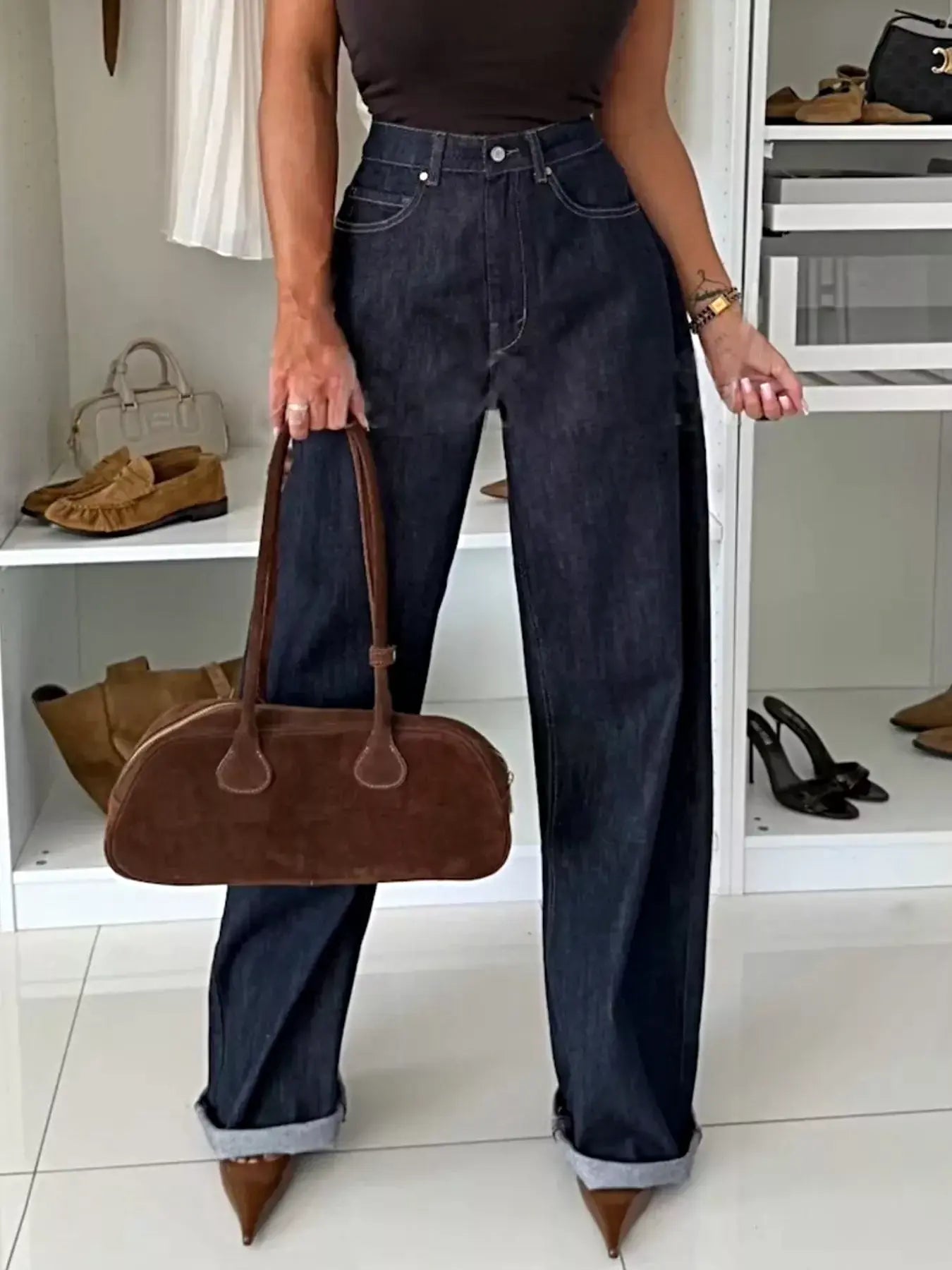 Single-Breasted Blazer and Jeans Denim Set -