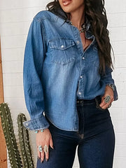 Washed Button Down Denim Shirt -