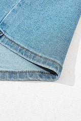 Stylish High Waist Denim Skirt with Acid Wash and Bowknot Details for Chic Outfits -
