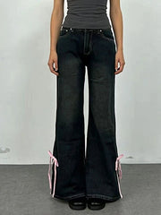 Ribbon Detail Flare Jeans -