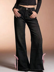 Ribbon Detail Flare Jeans -