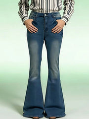 Full Size Vintage Wash High-Waisted Flare Jeans Plus Size -
