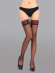 Sexy Peacock Lace Trim Thigh High Stockings - Stockings