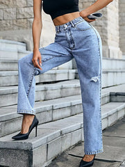 Distressed High Waist Jeans -