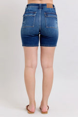 Judy Blue Full Size High Waist Bermudas Jeans W/ Back Flap Pockets Plus Size -