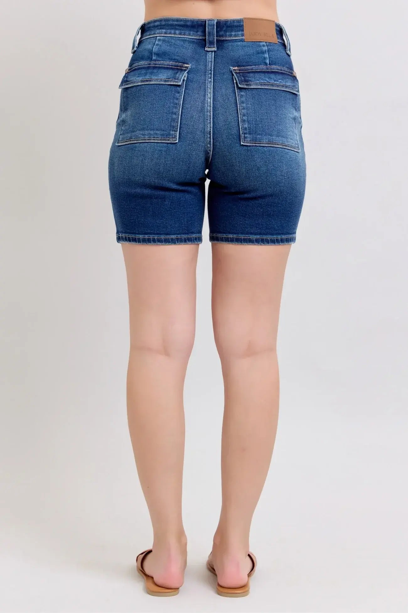 Judy Blue Full Size High Waist Bermudas Jeans W/ Back Flap Pockets Plus Size -