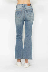 Judy Blue Full Size Tummy Control Back Embroidered Pocketed Bootcut Jeans Plus Size -