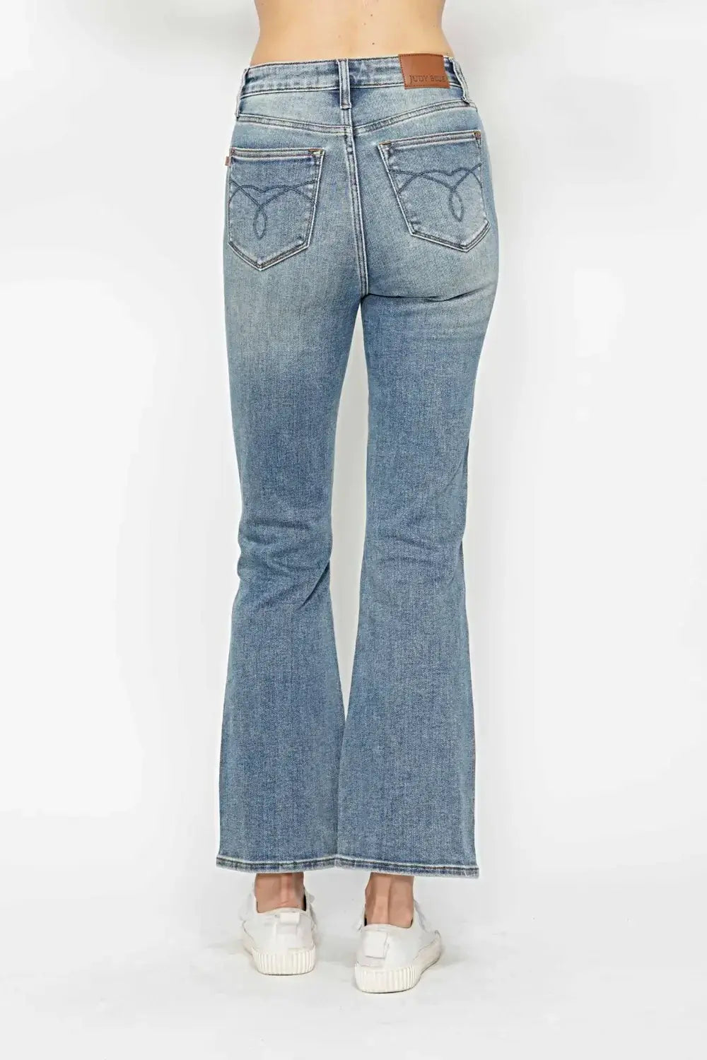 Judy Blue Full Size Tummy Control Back Embroidered Pocketed Bootcut Jeans Plus Size -