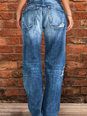 Full Size Distressed Raw Hem Jeans Plus Size -