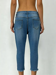 Raw Hem Capris Jeans -