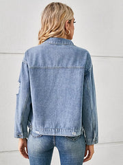 Snake Print Button Up Denim Jacket -