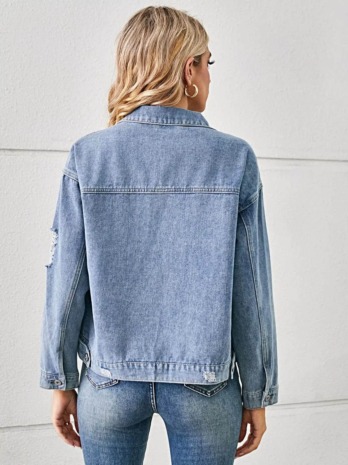 Snake Print Button Up Denim Jacket -