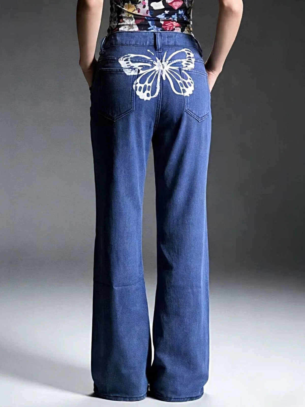 Butterfly Back Wide Leg Jeans -