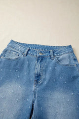Distressed Detail Tummy Control Raw Hem Jeans -