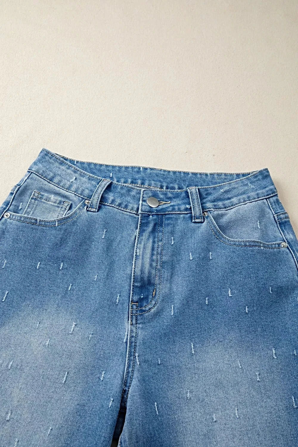Distressed Detail Tummy Control Raw Hem Jeans -