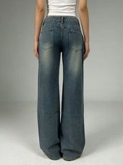 Vintage Wash Wide Leg Jeans -