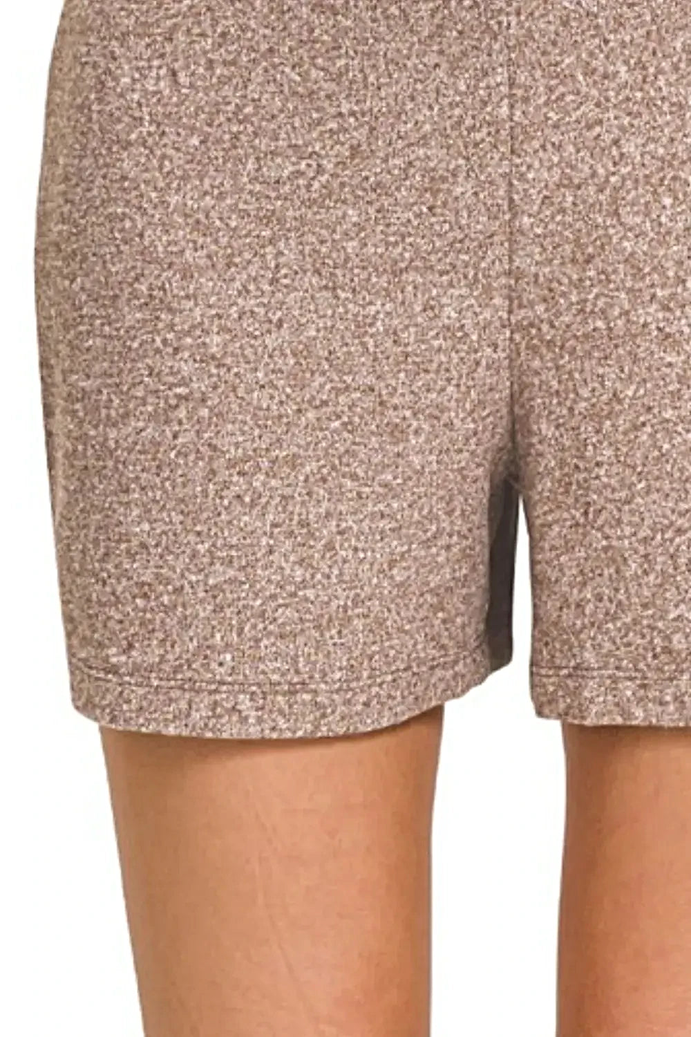 Zenana Soft Melange Hacci Elastic Waisted Shorts -