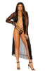 Elegant Moments 11039 – 11039X Long sleeve dotted mesh robe, belt.Reg $50