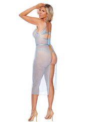 Dotted mesh gown with embroidered bodice, underwire cups, V wire, keyhole front detai - Cami set