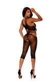 Lovely Crochet mid length bodystocking with open crotch in Black-Bodystocking-Elegant Moments-Black-O/S-SatinBoutique