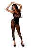 Crochet ad opaque footless bodystocking with open crotch in Black-Bodystocking-Elegant Moments-Black-O/S-SatinBoutique