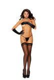 Elegant Moments 12113 Sheer thigh high with striped top with back seam