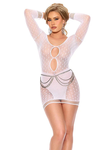 Elegant White Polka Dot Mini Dress with Keyhole Front and Back (Copy) Elegant Moments