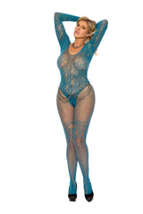 Elegant Moments 12178, 12178X – Fishnet and Lace Long Sleeve Bodystocking
