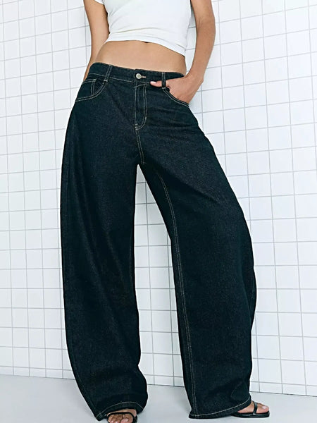 Wide Leg Washed Jeans -