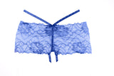 Kelly Skridtløse Shorts, uden skridt og toppet med tynde rhinestone-stropper i Blue-Boy Shorts-Allure Lingerie-Blue-One Size-SatinBoutique