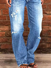 Full Size Distressed Raw Hem Jeans Plus Size -