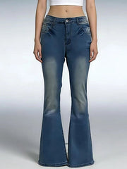 Full Size Vintage Wash High-Waisted Flare Jeans Plus Size -