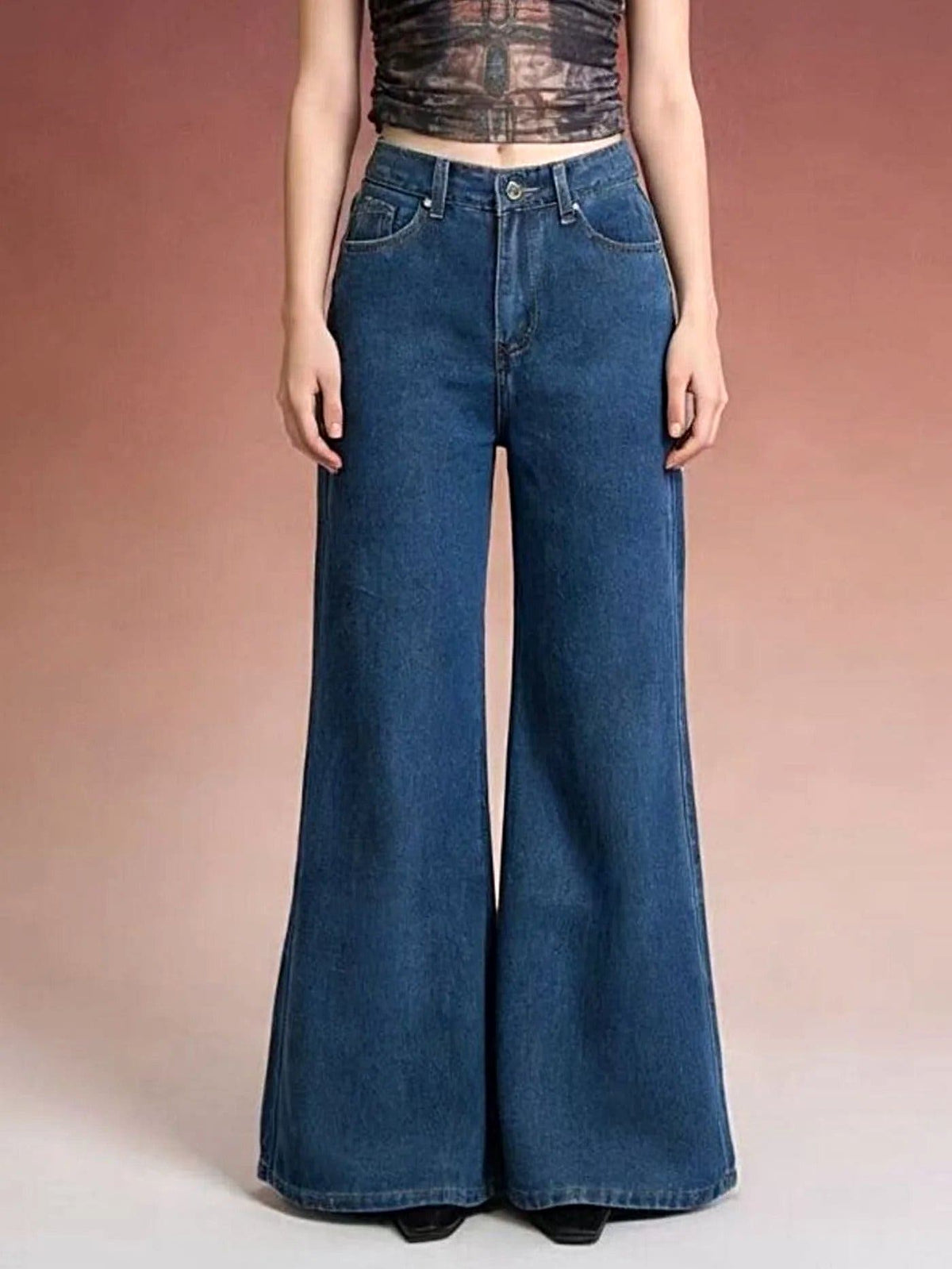 High-Waisted Flare Leg Jeans -
