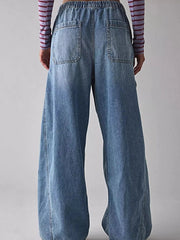 Drawstring Waist Cargo Jeans -
